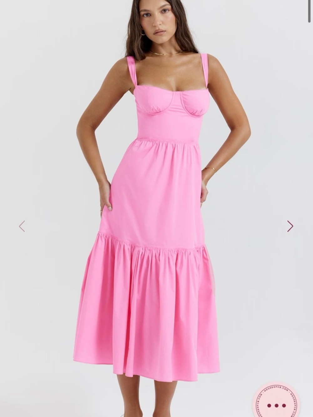 House of CB Elia Dress in French pink xs Sleeveless Pink Midi Dress